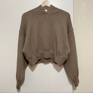 Zara Hooded Drop Shoulder Crop Knit Sweater